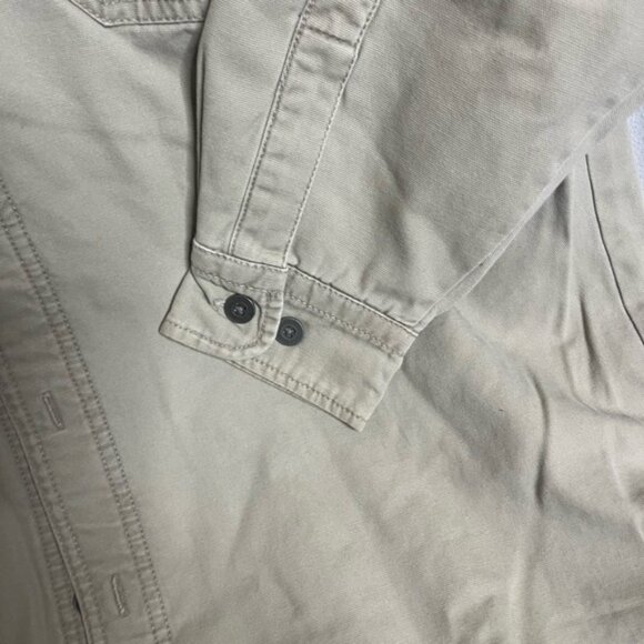 Levis Shacket Mens M Beige Fleece Plaid Lined Shirt Jacket Pockets Logo Buttons - Picture 2 of 6